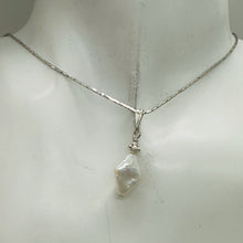 Load image into Gallery viewer, White Freshwater Pearl Pendant Sterling Silver Diamond Shape 14x10mm