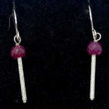 Load image into Gallery viewer, Natural Precious Gemstone Ruby Sterling Silver Earrings | 1 3/8 Inch Long |