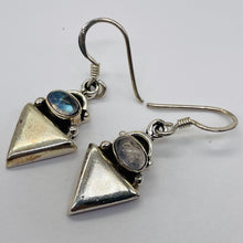 Load image into Gallery viewer, Labradorite & Triangle Sterling Silver Earrings! | 1 1/4" Long |