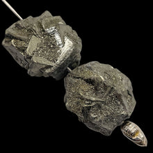 Load image into Gallery viewer, Pyrite Crystal Nugget Beads | 18x17x13 to 19x17x16mm | Silver Gold | 2 Beads |