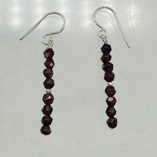 Load image into Gallery viewer, Merlot Mozambique Garnet Faceted Beads Sterling Silver Earrings | 1 3/4" Dangle|