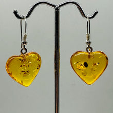 Load image into Gallery viewer, Amber Heart Dangle Earrings | 1 1/4" Long | Amber | 1 Pair Earrings |