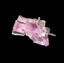 Load image into Gallery viewer, 10x5mm Pink Cubic Zironia & Silver Earrings 10148J
