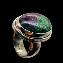 Load image into Gallery viewer, Gemstone Oval Ruby Zoisite Sterling Silver Ring| Size 7.5 | Green Red | 1 Ring |