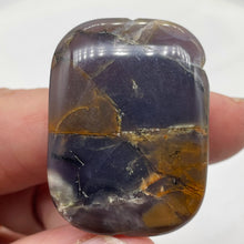 Load image into Gallery viewer, Purple Sage Plume Agate Rectangle Pendant Bead| 39x30x8mm | Purple, Bronze | 1 |