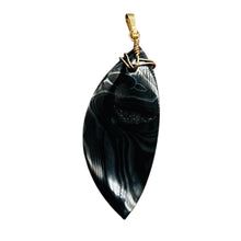 Load image into Gallery viewer, Psilomelane AAA with Spakling Crystals Marquise Pendant | 48x20x8mm | Black |
