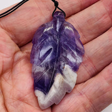 Load image into Gallery viewer, Amethyst Carved Pendant Leaf | 60x30x8mm | Purple White | 1 Bead |