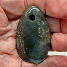 Load image into Gallery viewer, Hand Carved Bloodstone Pendant Bead | Green Red | 54x33x6mm (4.5mm hole)1 Bead |