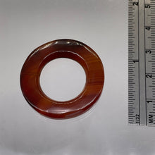 Load image into Gallery viewer, Carnelian Agate Picture Frame Circle | 31x5mm | Dark Orange White | 1 Bead |