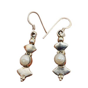 Fresh Water Pearl Sterling Silver Dangle Earrings | 1 1/2" Long | White| 1 Pair|