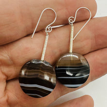 Load image into Gallery viewer, Fluorite Striped Dangle Sterling Earrings | 2" Long | Purple, Orange | 1 Pair |