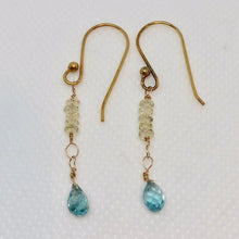 Load image into Gallery viewer, Blue Zircon and Aquamarine w/14K Gold Earrings