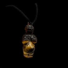Load image into Gallery viewer, Tigereye Stone Goddess Pendant Necklace | 3/4' Long | Bronze | 1 Pendant |