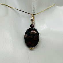 Load image into Gallery viewer, Natural Poppy Ocean Jasper 14K Gold Filled Pendant | Pink, Black | 1 1/4"}