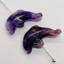 Load image into Gallery viewer, Jumping Carved Amethyst Dolphin Animal Beads