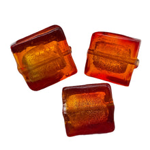 Load image into Gallery viewer, Flame Red Lampwork Glass Silver Foil Focal Beads | 20x20x6mm | 3 Beads |