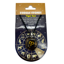 Load image into Gallery viewer, Zodiac Aries Tiger Eye Stone Oval Pendant | 1 1/2" Long | Bronze | 1 Pendant |