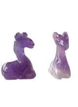 Load image into Gallery viewer, Graceful 2 Carved Amethyst Giraffe Beads | 21x16x10mm | Purple