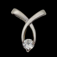 Load image into Gallery viewer, Brushed Sterling Silver Designer CZ Pendant | 1" Long | Silver | 1 Pendant |