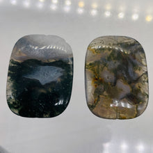 Load image into Gallery viewer, Moss Agate, Flat Rounded Rectangle Pendant Beads | 40x30x8mm| Black, White | 2 |