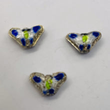 Load image into Gallery viewer, Cloisonne Butterfly Pendant Beads | Blue, White | 16x10x6mm | 3 Beads |