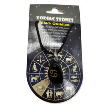Load image into Gallery viewer, Zodiac Cancer Obsidian Stone Oval Pendant | 1 1/2" Long | Black | 1 Pendant |