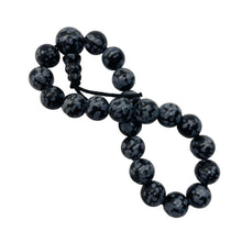 Load image into Gallery viewer, Snow Flake Obsidian 7" Strung Strand Round | 8mm | Black White | 21 Beads