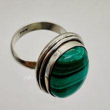 Load image into Gallery viewer, Gemstone Oval Malachite Sterling Silver Ring | Size 7 | Green | 1 Ring |