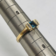 Load image into Gallery viewer, Blue topaz & Diamonds Solid 14Kt Yellow Gold Ring Size 7 9982Aj