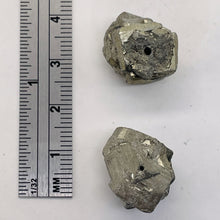 Load image into Gallery viewer, Pyrite Crystal Nugget Beads | 15x13 to 16x14mm | Silver Gold | 2 Beads |