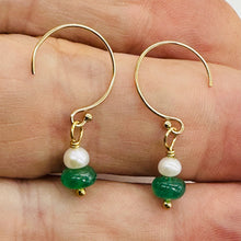Load image into Gallery viewer, Emerald AAA Gemstone Earrings with 14K Yellow Gold Filled Findings| 3/4" Long |