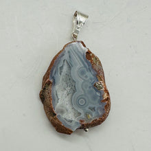 Load image into Gallery viewer, Blue Chalcedony Druzy Sparkling Cave Sterling Silver Pendant | 2"Long |