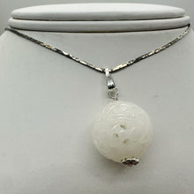 Load image into Gallery viewer, Jade Hand Carved Sterling Silver Pendant | White | 1" Long | 1 Pendant |