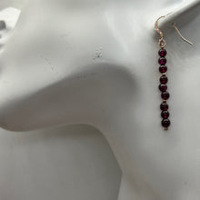 Load image into Gallery viewer, Garnet Faceted 14K Rose Gold Filled Earrings | 2 inches long |