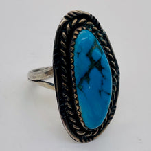 Load image into Gallery viewer, Turquoise Sterling Silver Freeform Ring | 6.75 | Blue Antiqued Silver | 1 Ring |