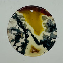 Load image into Gallery viewer, Limbcast Moss Agate Disc Pendant Bead | 34x2mm | Orange, White | 1 Bead |