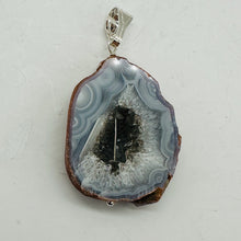Load image into Gallery viewer, Blue Chalcedony Druzy Sparkling Cave Sterling Silver Pendant | 2"Long |