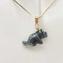 Load image into Gallery viewer, Hematite Triceratops Dinosaur with 14K Gold-Filled Pendant 509303HMG