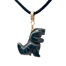 Load image into Gallery viewer, Semi Precious Stone Jewelry Tyranosaurus Rex Pendant Necklace of Hematite/Gold