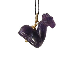 Load image into Gallery viewer, Graceful! Carved Amethyst Giraffe 22K Vermeil Gold Pendant 509267AMG