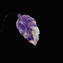Load image into Gallery viewer, Amethyst Carved Pendant Leaf | 60x30x8mm | Purple White | 1 Bead |