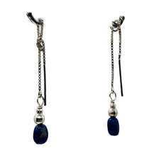 Load image into Gallery viewer, Lapis Sterling Silver Threader Earrings | 3 1/2" Long | Blue | 1 Pair |