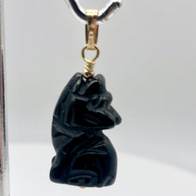 Load image into Gallery viewer, Obsidian Wolf Pendant Necklace | Semi Precious Stone Jewelry | 14k Pendant
