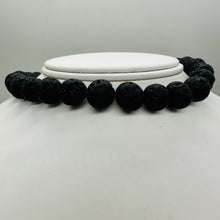 Load image into Gallery viewer, Lava Natural Round Bead Strand | 15.5" Long | Black | 32 Beads |