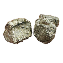 Load image into Gallery viewer, Pyrite Crystal Nugget Beads | 21x17x12mm to 19x14x14mm | Silver Gold | 2 Beads |