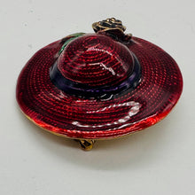 Load image into Gallery viewer, Sparkling Red Designer Hat Brooch Vintage Style Statement Pin USA 43mm