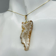 Load image into Gallery viewer, Druzy Agate Slice Designer 14kgf Pendant | 2 1/4" Long | Druzy Agate Crystal |