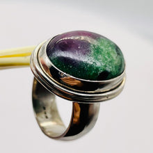 Load image into Gallery viewer, Gemstone Oval Ruby Zoisite Sterling Silver Ring| Size 7.5 | Green Red | 1 Ring |