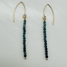 Load image into Gallery viewer, Sapphire AAA Faceted Bead Yellow Gold Earrings | Blue, Dark Blue | 2" Long|