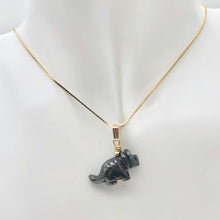 Load image into Gallery viewer, Hematite Triceratops Dinosaur with 14K Gold-Filled Pendant 509303HMG